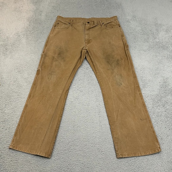 Dickies Pants Mens 38x30 Brown Carpenter Canvas Work Wear Cotton Stretch Adult - Picture 2 of 12